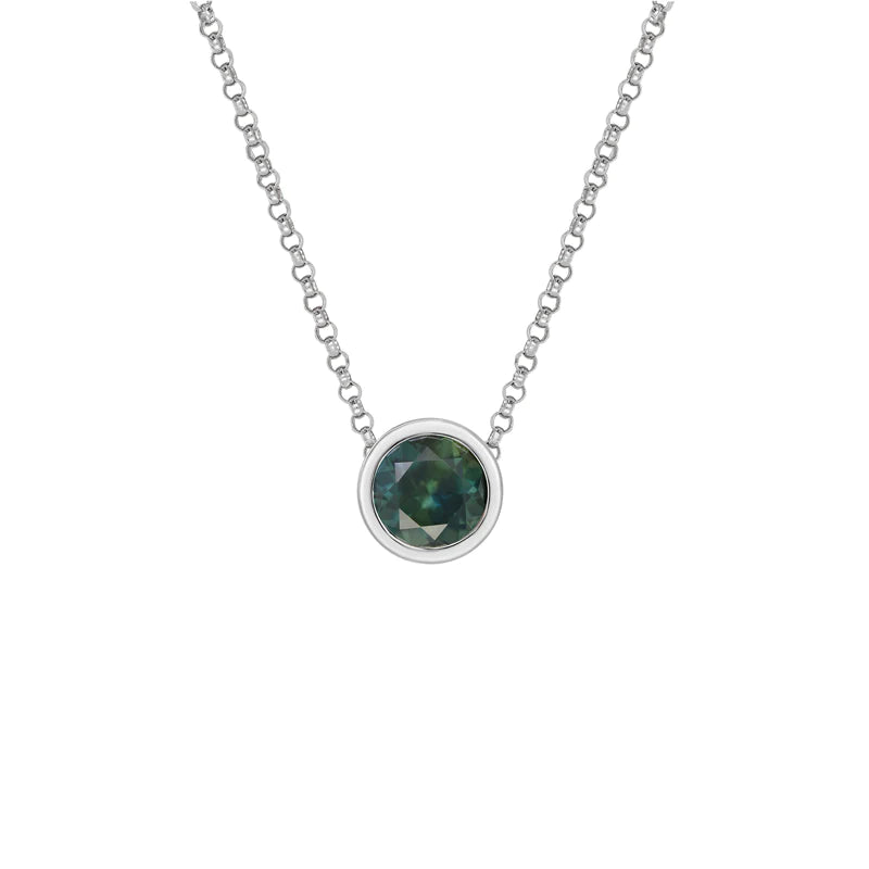 Dual birthstone necklaces-Adelia Round Bezel Sapphire Necklace