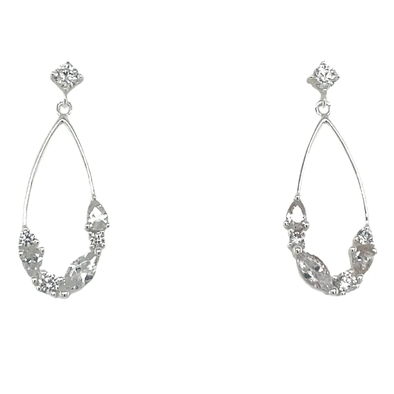 Fine drop earrings-Forma Sterling Silver Scattered Cz Drop Earrings