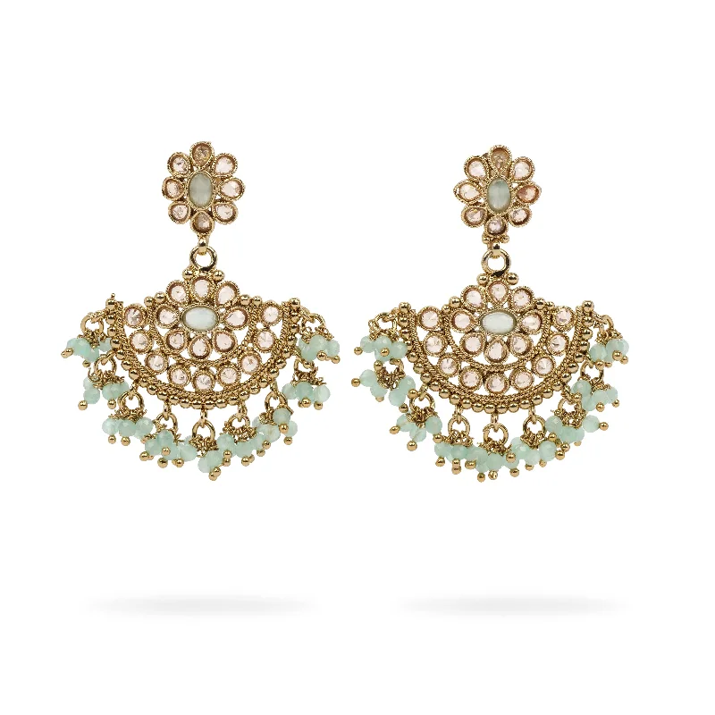 Square stud earrings-Suhana Long Earrings in Mint