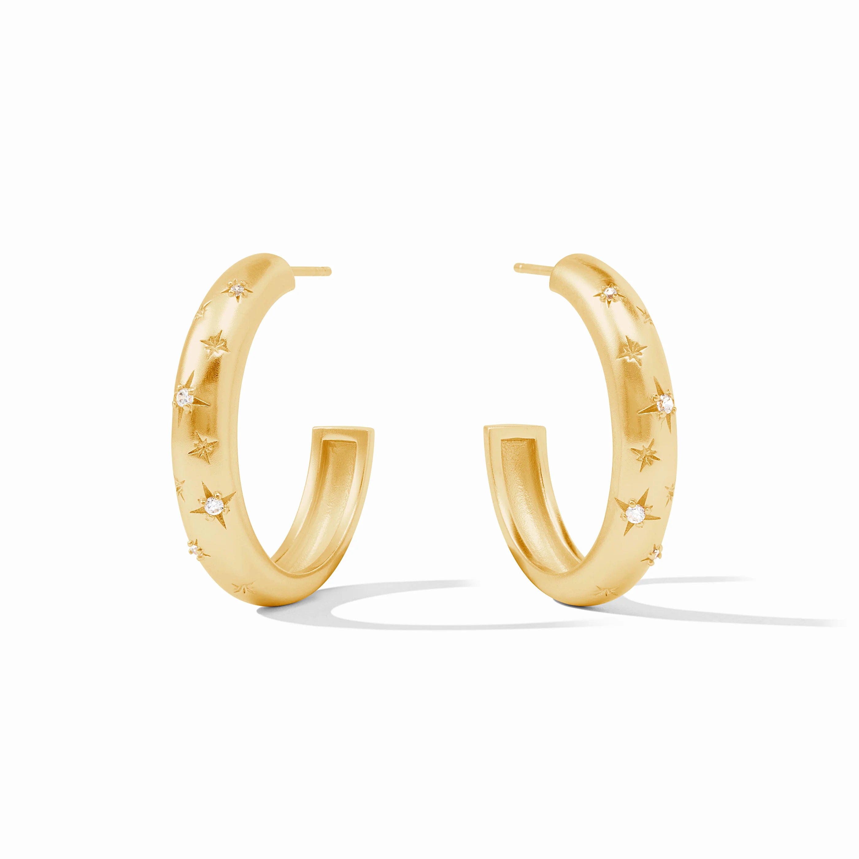 Round dangle earrings-Julie Vos 24K Gold Plated Luna Stone Hoop Earrings