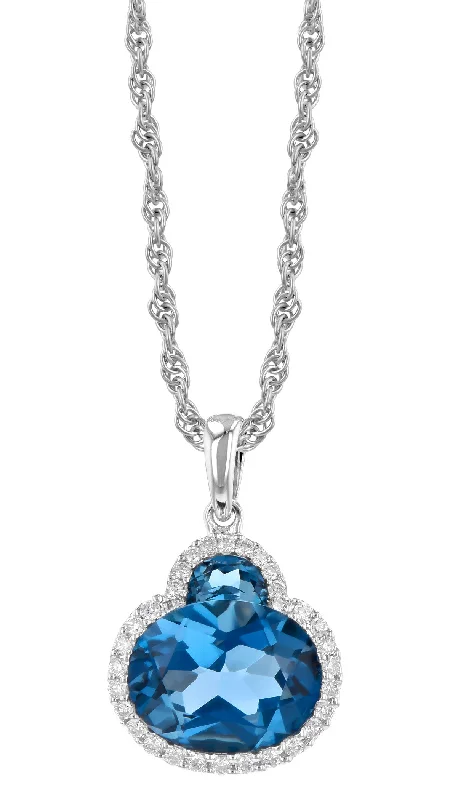 Bead-woven necklaces-London Blue Topaz And Diamond Pendant