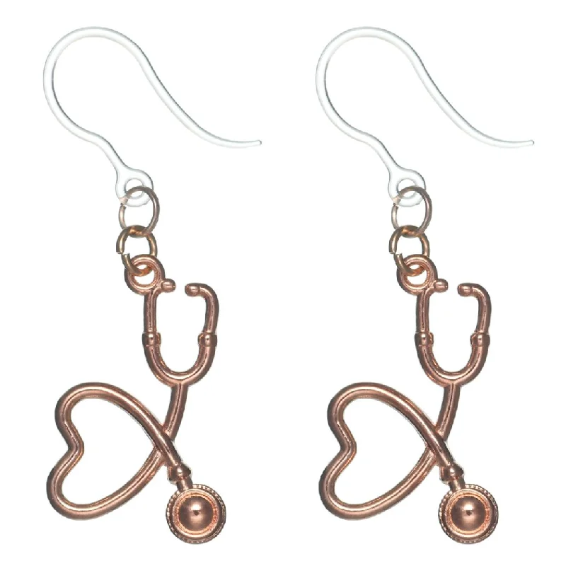 Heart Stethoscope Dangles Hypoallergenic Earrings for Sensitive Ears Made with Plastic Posts