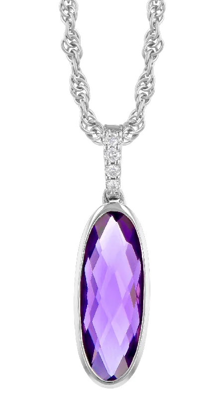 Vine weave necklaces-Purple Amethyst And Diamond Pendant