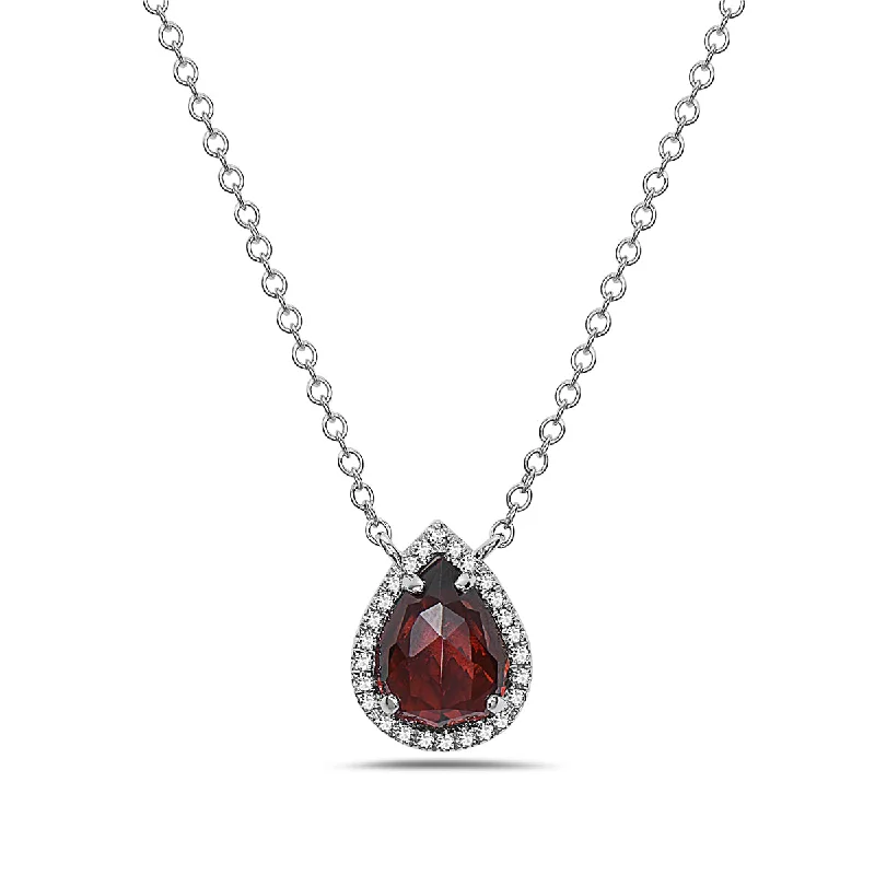 Simple cross necklaces-Garnet And Diamond Halo Necklace