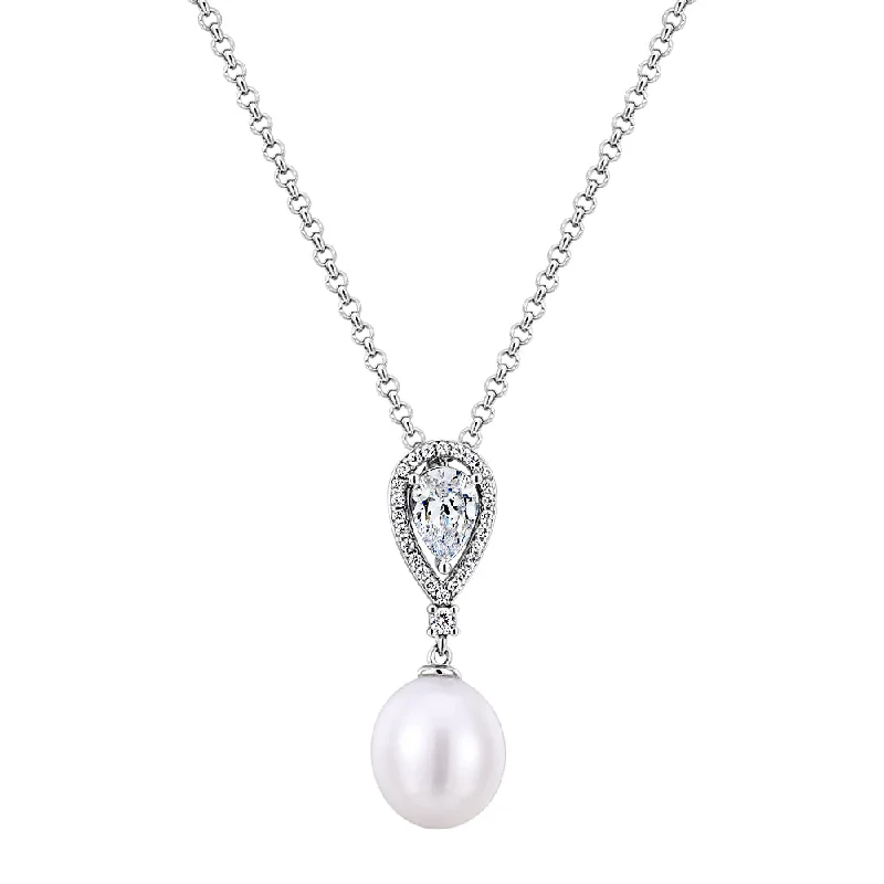 Aged coin necklaces-Cultured freshwater pearl drop necklace in sterling silver