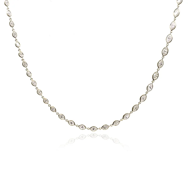 Heavy link necklaces-18K YELLOW GOLD 30 INCH MARQUISE DIAMONDS-BY-THE-YARD NECKLACE - 12.93CTW