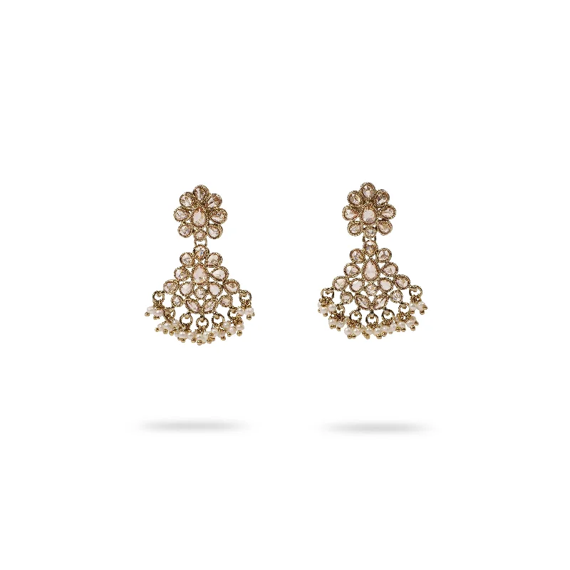 Agate earrings-Mehak Small Drop Earrings in Champagne