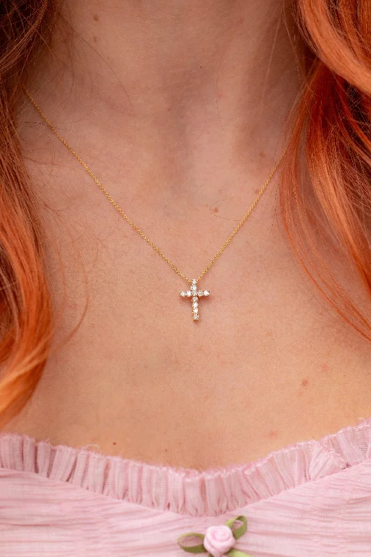 Thick chain necklaces-Classic Diamond Cross