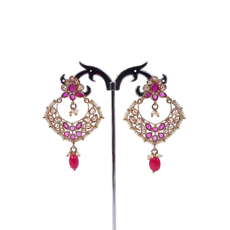 Reef knot earrings-Navika Chandbali Earrings in Ruby