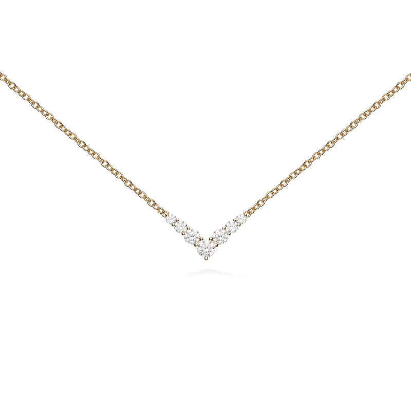 Graceful design necklaces-MELISSA KAYE 16-INCH 18K YELLOW GOLD ARIA DIAMOND MINI V-NECKLACE