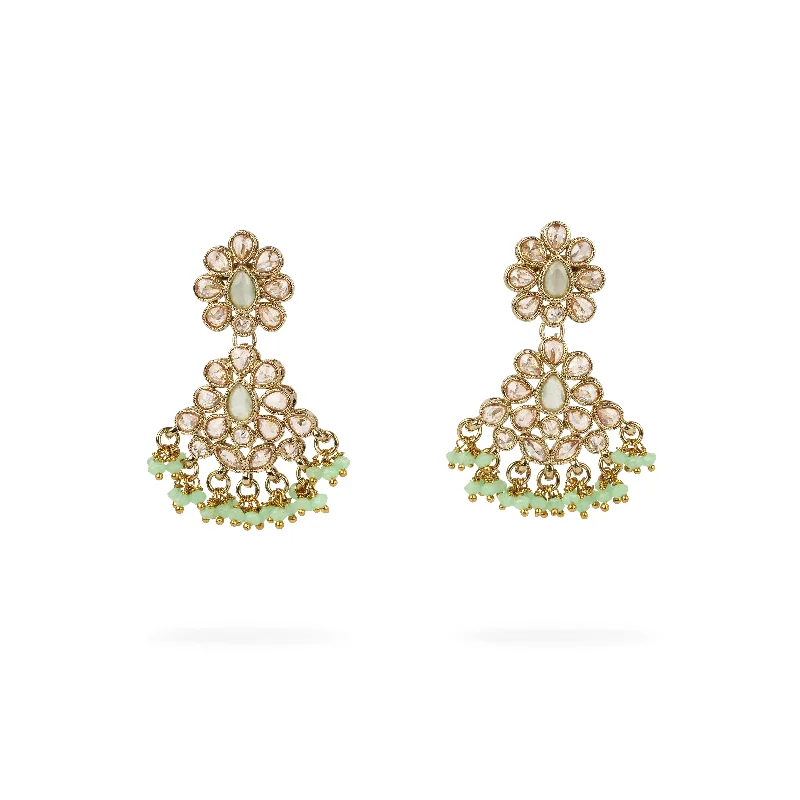 Emerald stud earrings-Mehak Small Drop Earrings in Mint