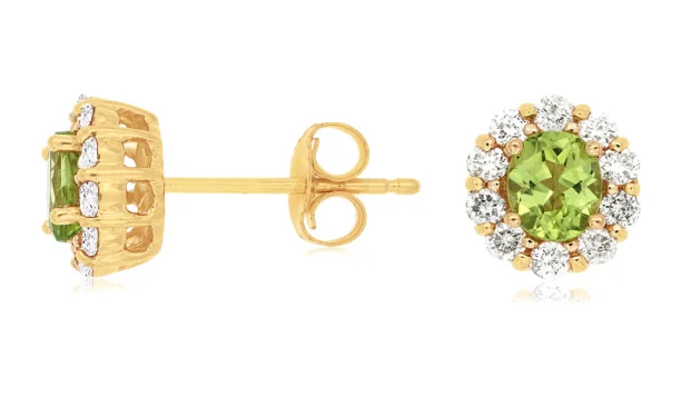 Plain cross earrings-14 Karat Yellow Peridot Gemstone Earrings