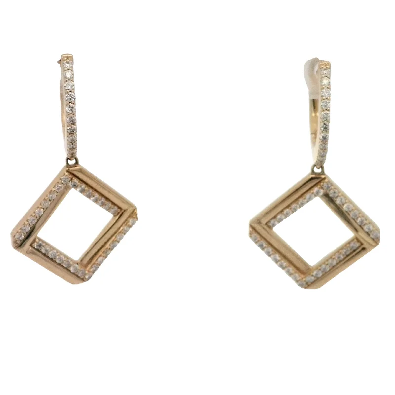 Ripple motif earrings-Yellow 14 Karat Dangle Lab Grown Diamond Earrings