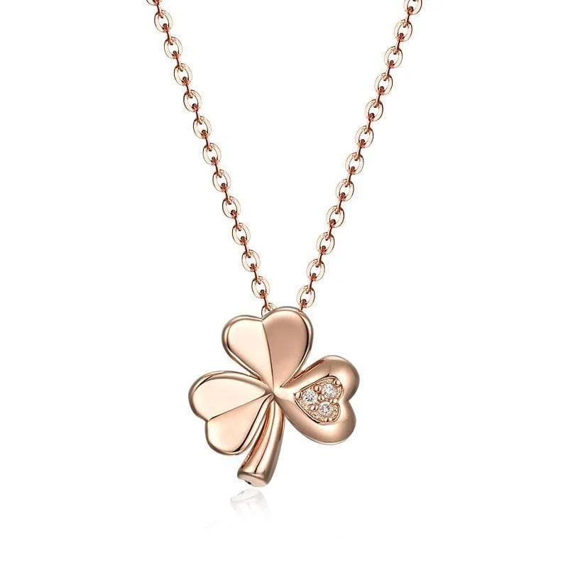 Edwardian necklaces-14KRG 0.01Ct Shamrock Pendant