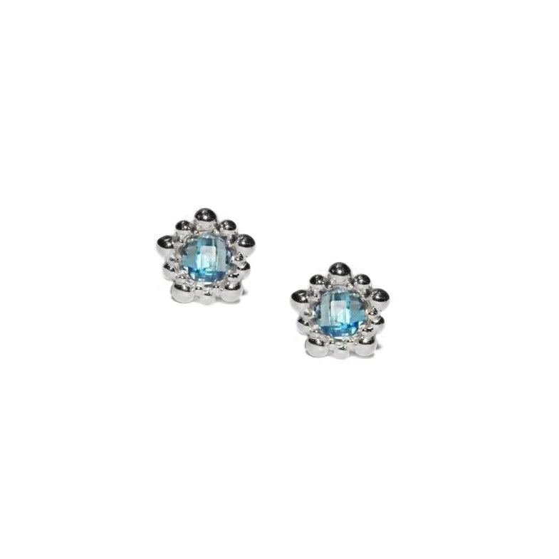 Bright stud earrings-Micro Dew Drop Studs - Swiss Blue Topaz & Silver