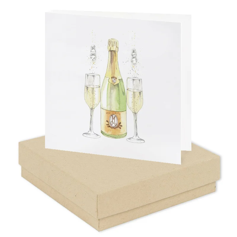 Sterling Silver Champagne and Glasses Stud Earrings - Boxed Gift Set