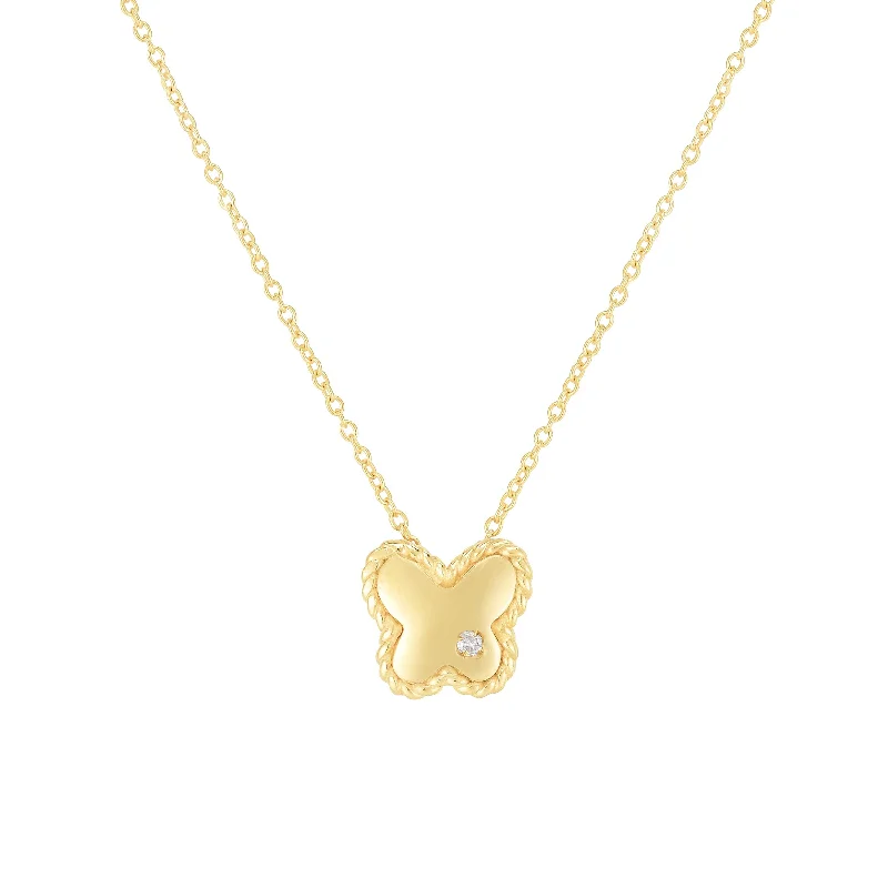 Firm clasp necklaces-14K Gold Diamond Butterfly Piccolini Pendant