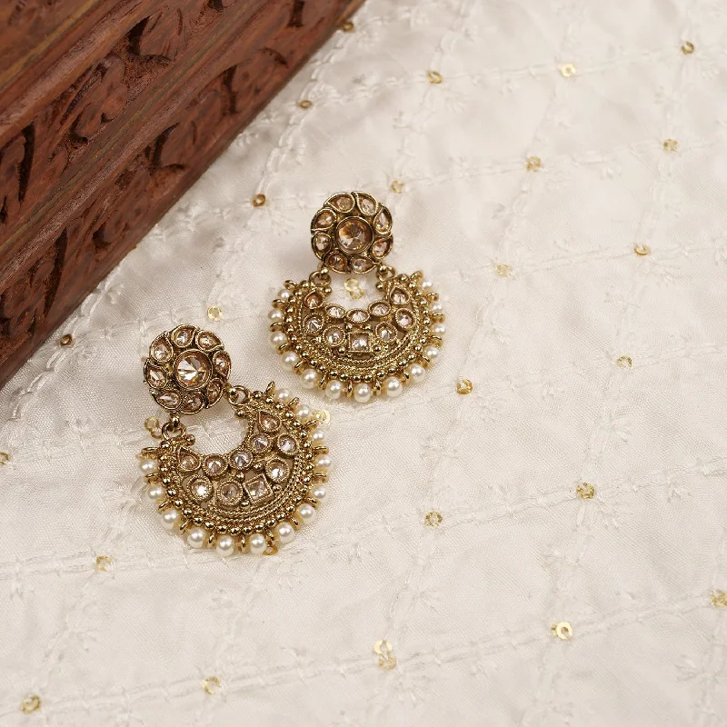 Two-tone earrings-Amina Chandbali Earrings in Champagne