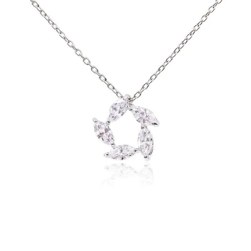 Glossy pearl necklaces-PLATINUM DIAMOND PINWHEEL PENDANT NECKLACE - 0.50CTW