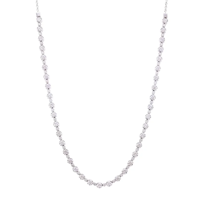 Amethyst pendant necklaces-16-INCH 14K WHITE GOLD ALTERNATING DIAMOND CHOKER NECKLACE 3.59CTW