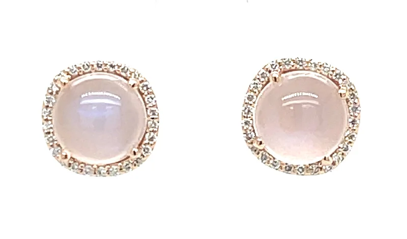 Bead-woven earrings-14 Karat Rosé Moonstone Gemstone Earrings