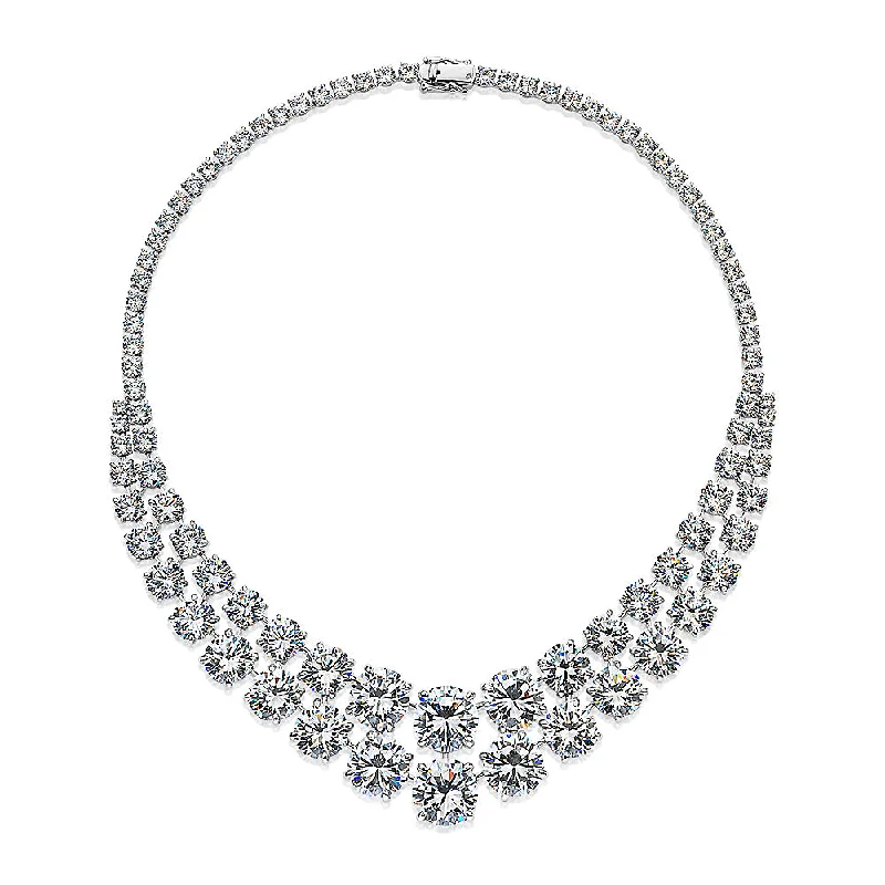 Glossy pearl necklaces-Statement necklace with 193.92 carats* of diamond simulants in sterling silver