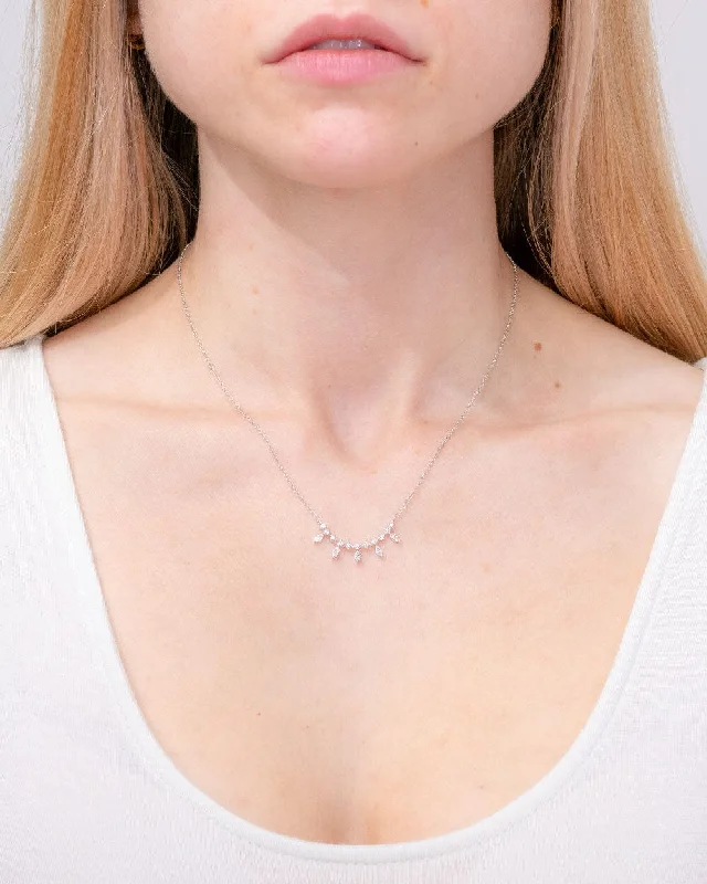 Reef knot necklaces-Marquise Diamond Bar Necklace