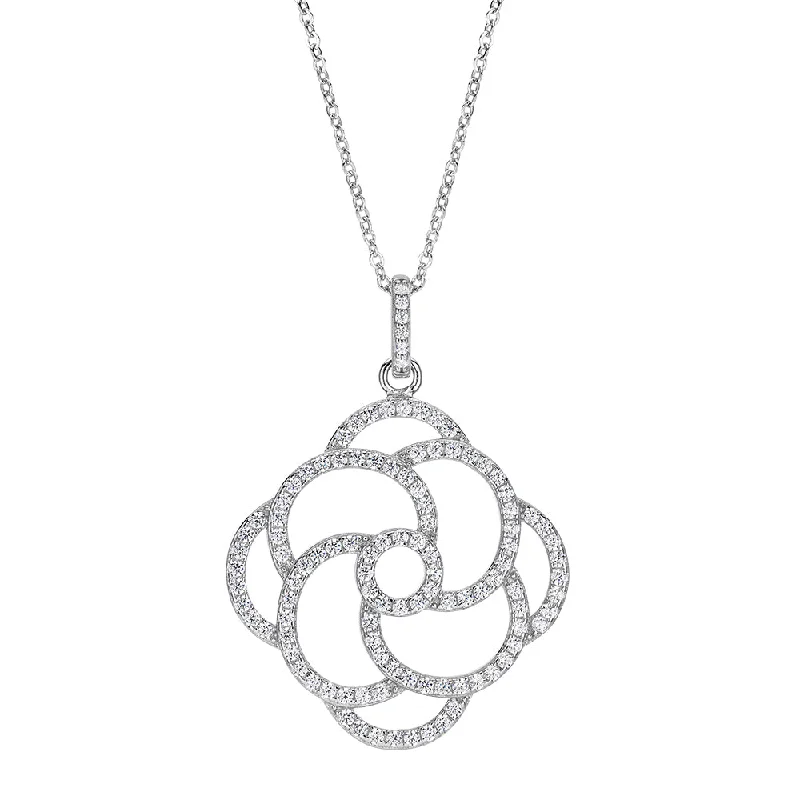 Whimsical bead necklaces-Round Brilliant diamond simulant necklace in sterling silver