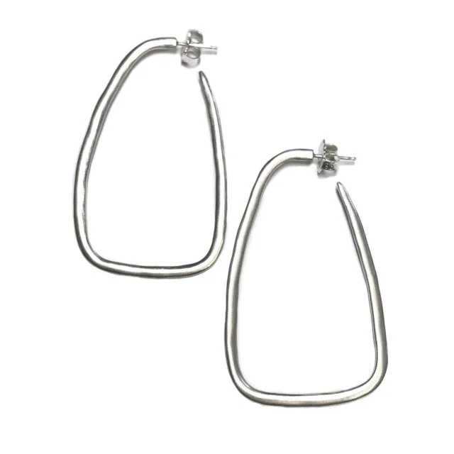 Light bead earrings-Trapezoid Hoop