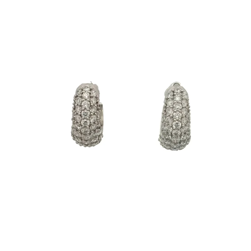 Twisted cord earrings-White 14 Karat Huggie Lab Grown Diamond Earrings