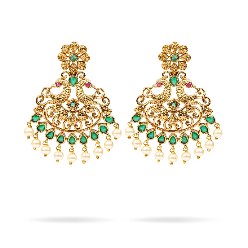 Emerald stud earrings-Mayura Classic Earrings in Green