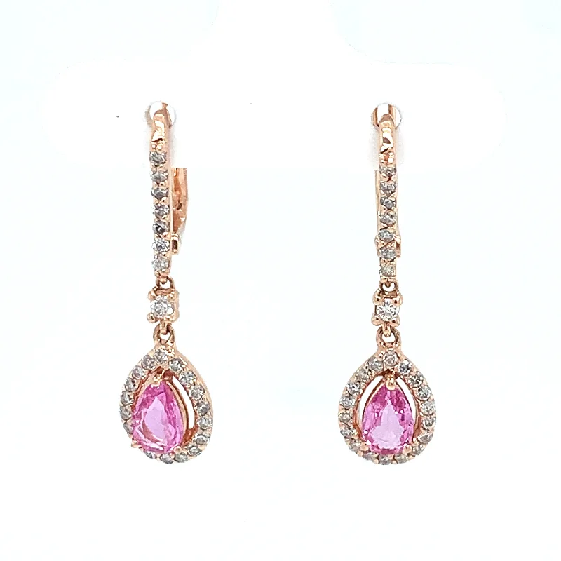 Subtle drop earrings-14 Karat Rosé Pink Sapphires Gemstone Earrings