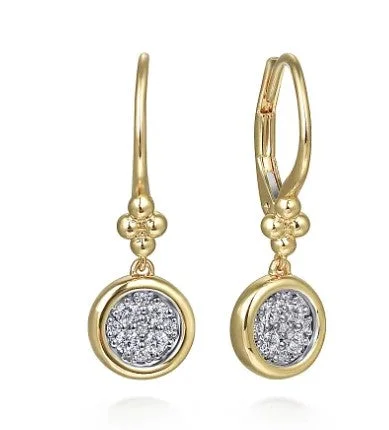 Twist knot earrings-14 Karat Yellow Dangle Diamond Earrings