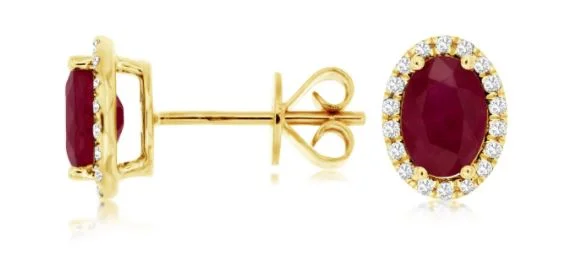 Solid hoop earrings-14 Karat Yellow Rubies Gemstone Earrings