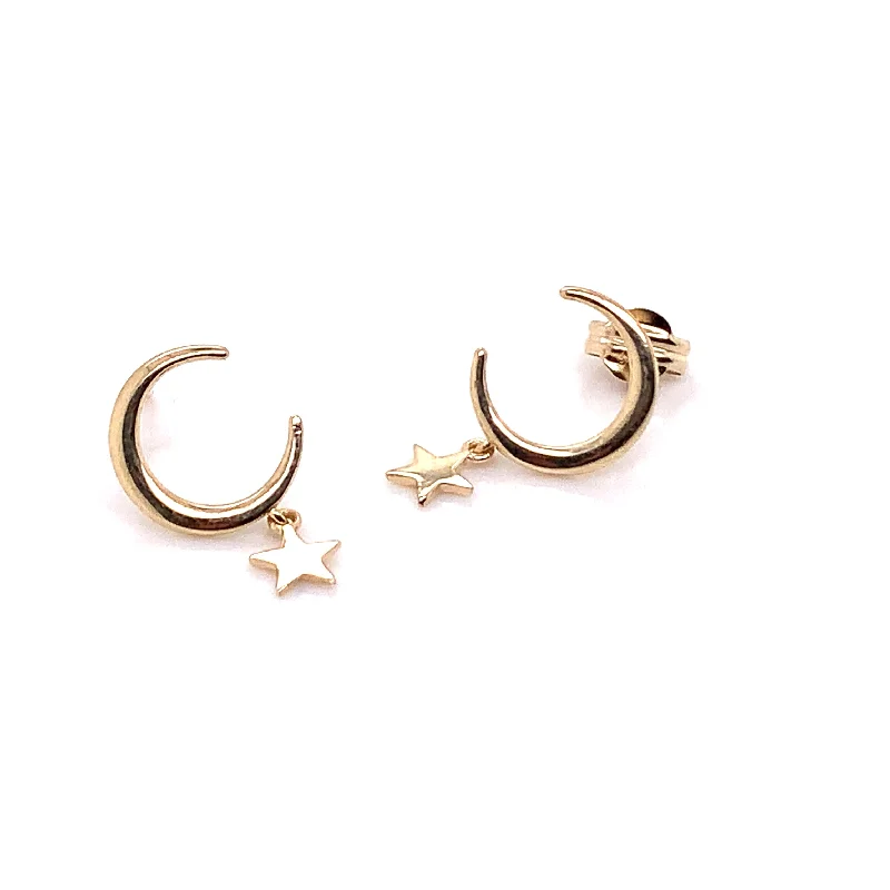 Silk fringe earrings-Crescent & Star Earring