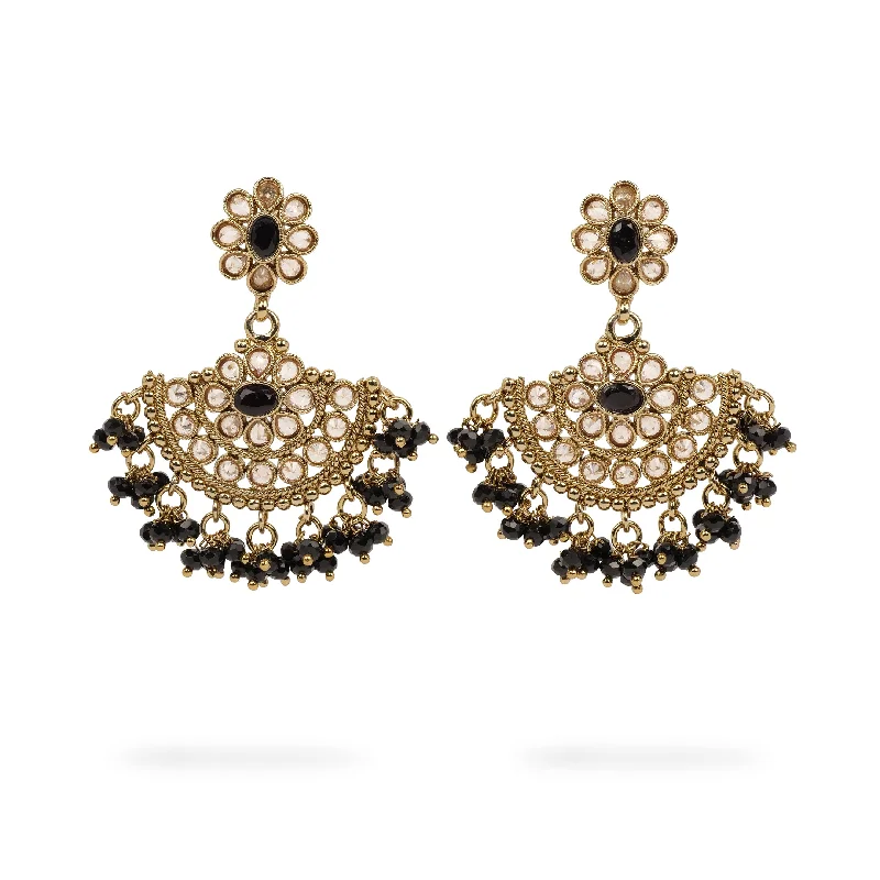 Bright art earrings-Suhana Long Earrings in Black