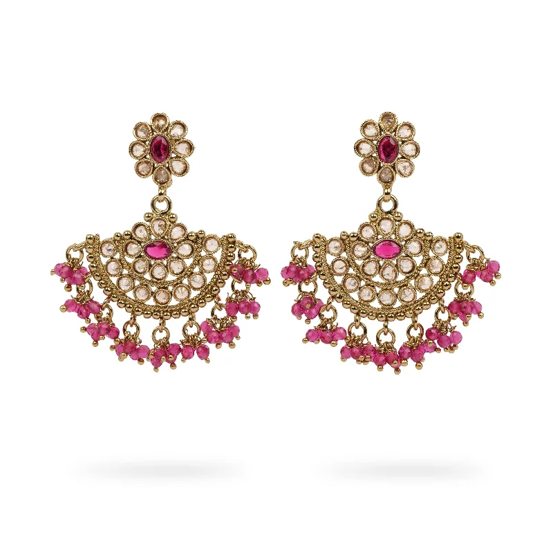 Light gem earrings-Suhana Long Earrings in Ruby