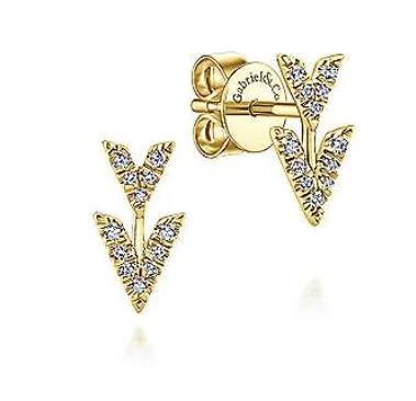 Silk fringe earrings-14 Karat Yellow Stud Diamond Earrings