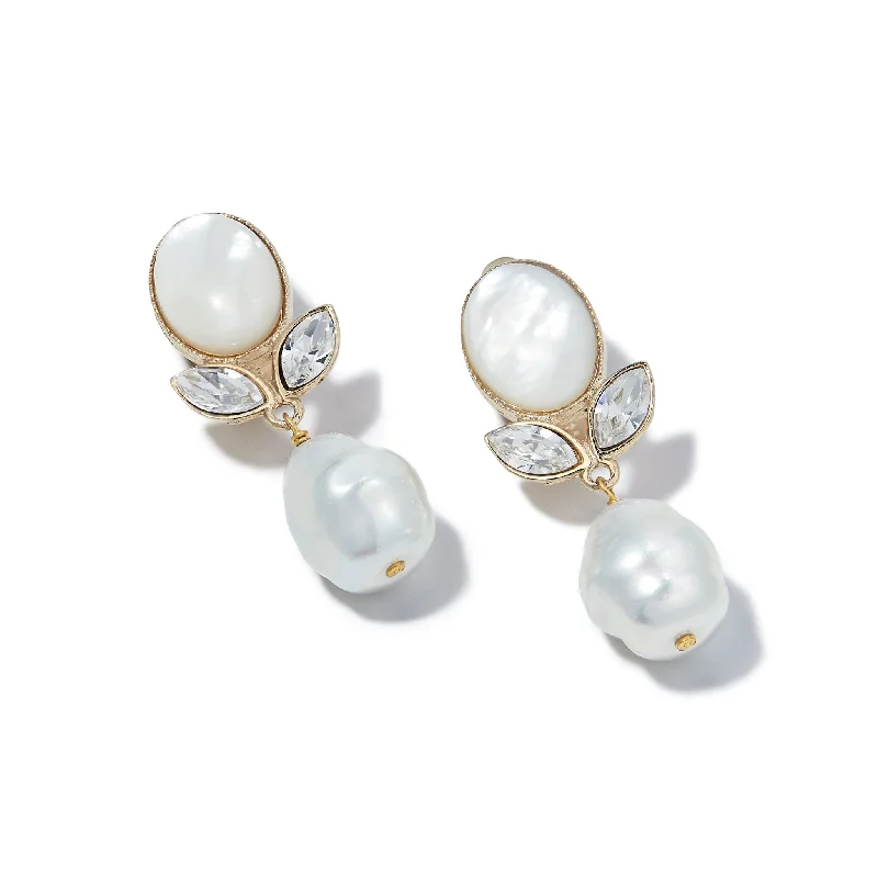 Flow design earrings-Perlustra Drop Earrings in White