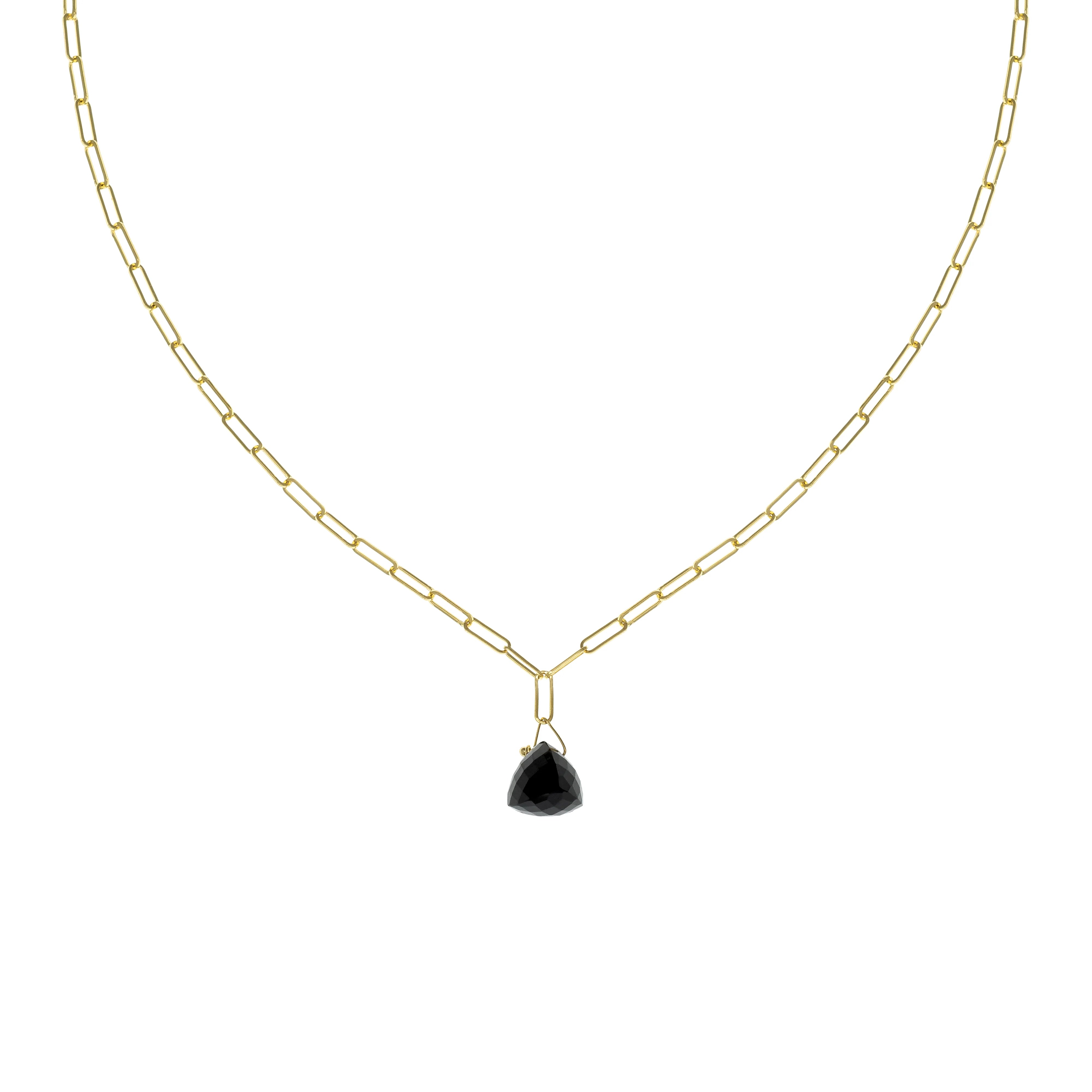 Bear charm necklaces-ANNE SPORTUN 14K YELLOW GOLD 18-INCH LUNA PAPERCLIP NECKLACE WITH PYRITE DROP