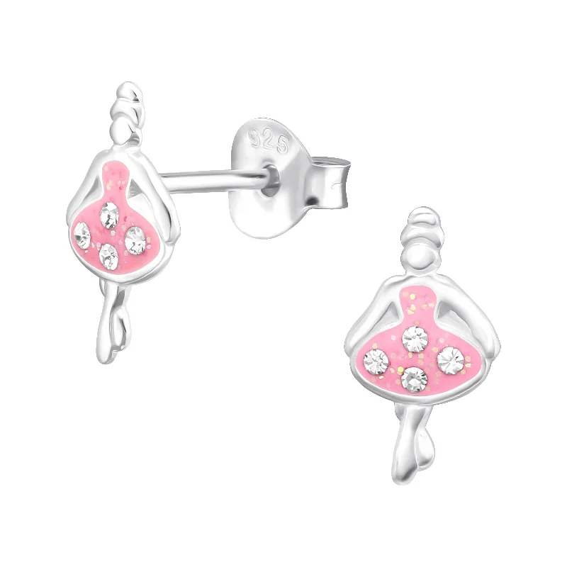 Fine drop earrings-Children’s Sterling Silver Pink Ballerina Earrings