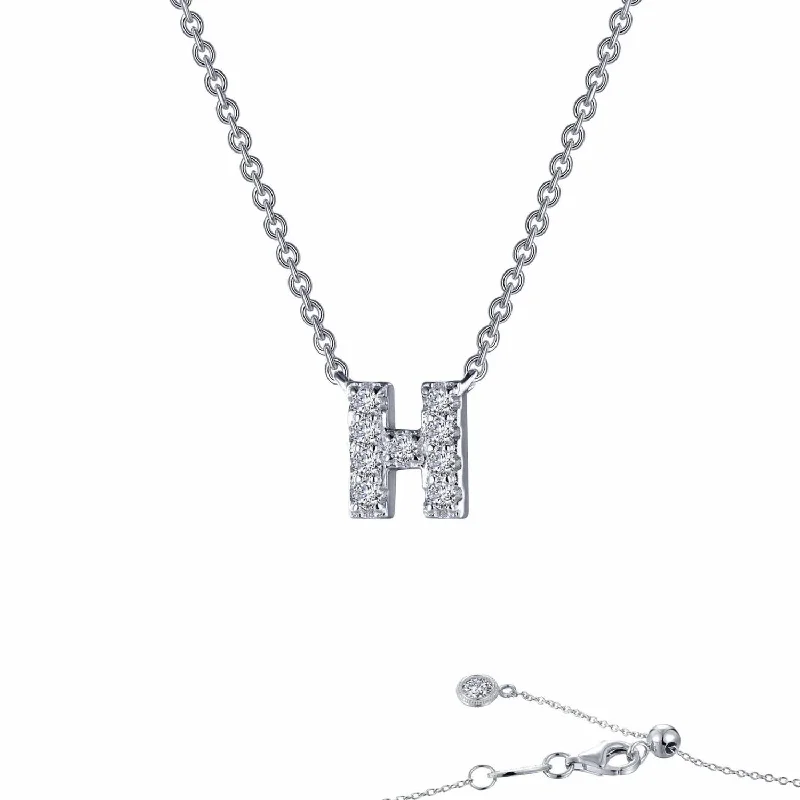 Lapis stone necklaces-Letter H Pendant Necklace In Silver