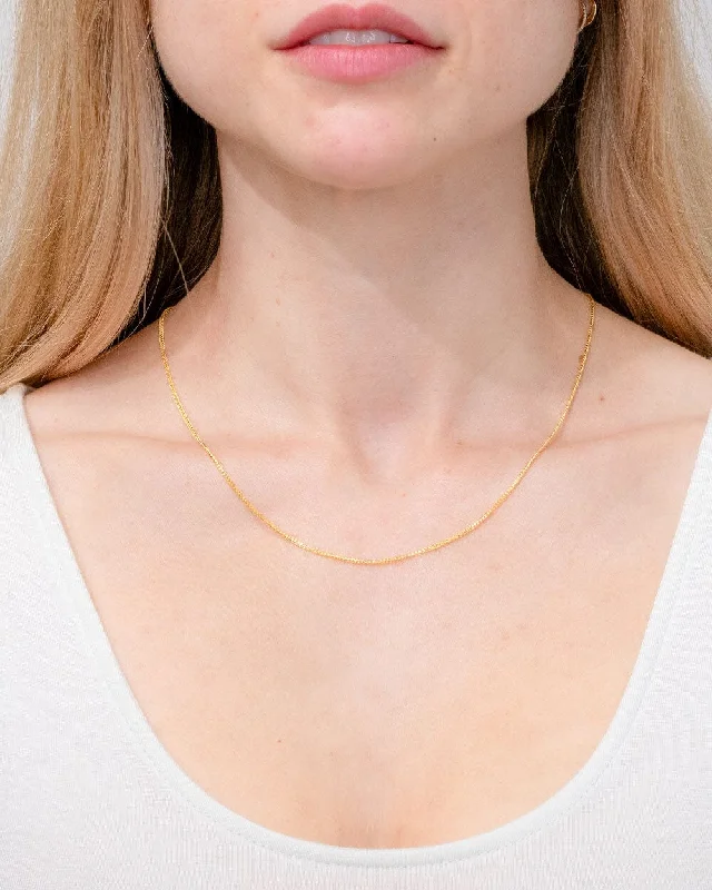 Thin beaded necklaces-14k Yellow Gold Wheat Chain