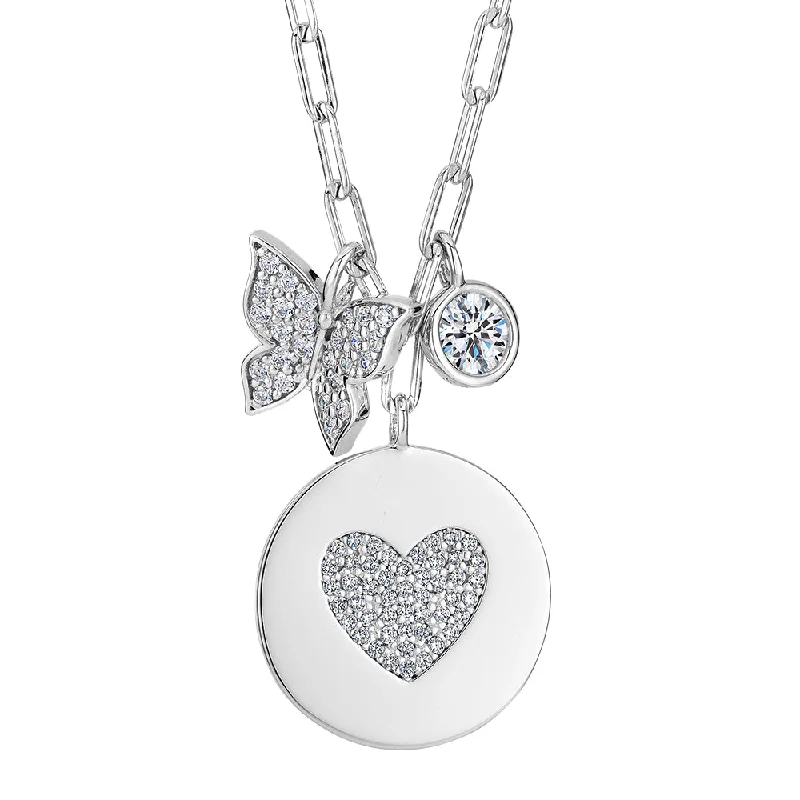 Fine-line necklaces-Round Brilliant drop necklace with 0.95 carats* of diamond simulants in sterling silver