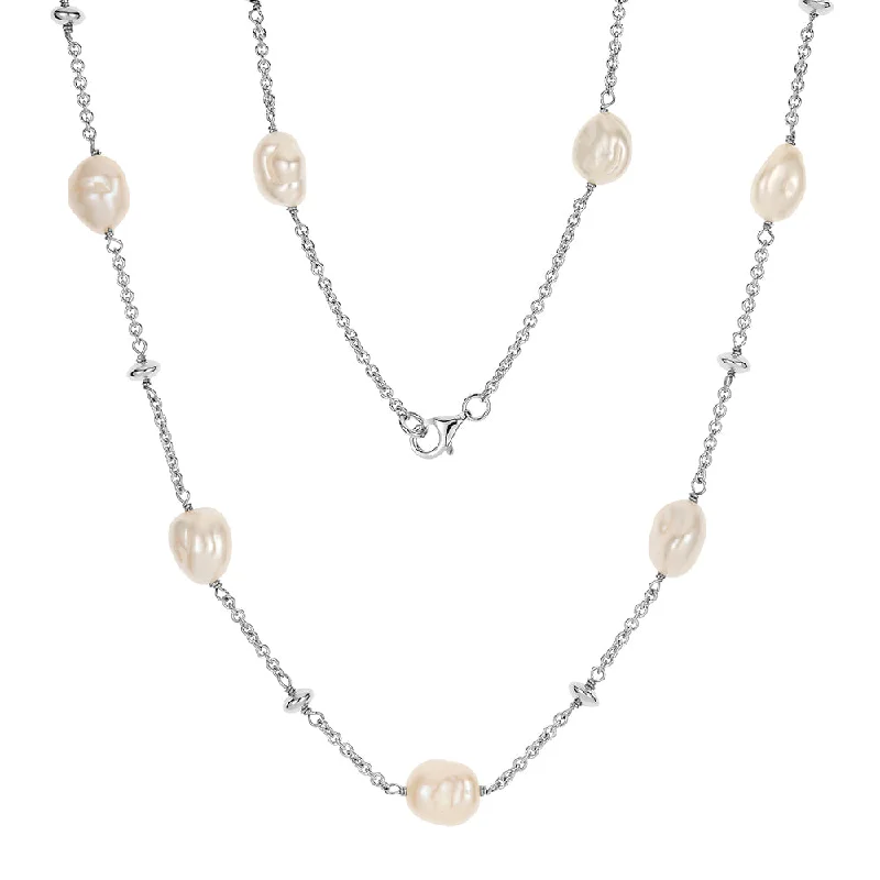 Astro charm necklaces-Cultured freshwater pearl necklace in sterling silver