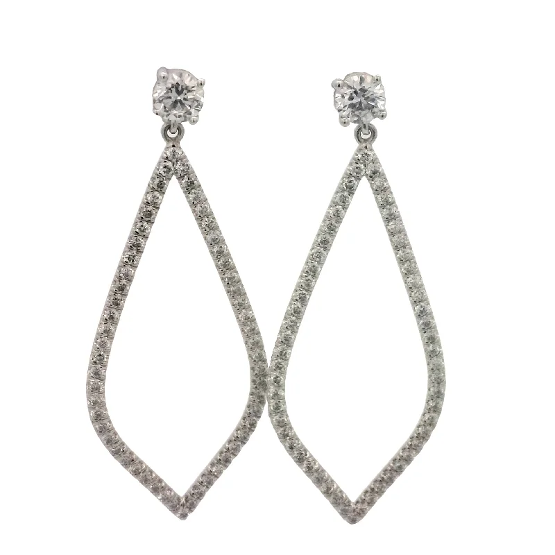 Wide statement earrings-White 14 Karat Dangle Lab Grown Diamond Earrings