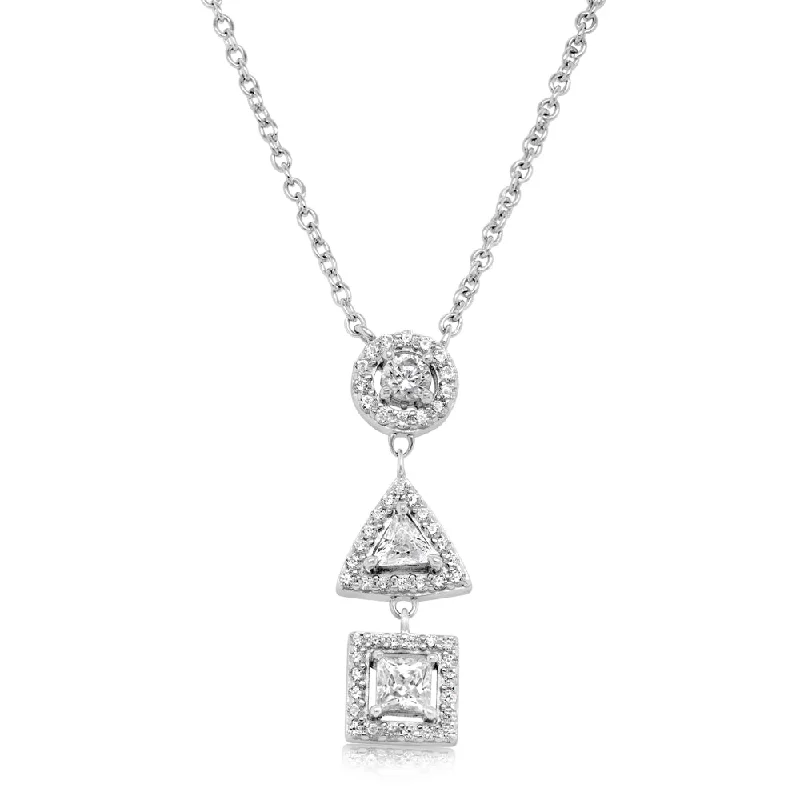 Rustic silver necklaces-Necklace with 0.55 carats* of diamond simulants in sterling silver