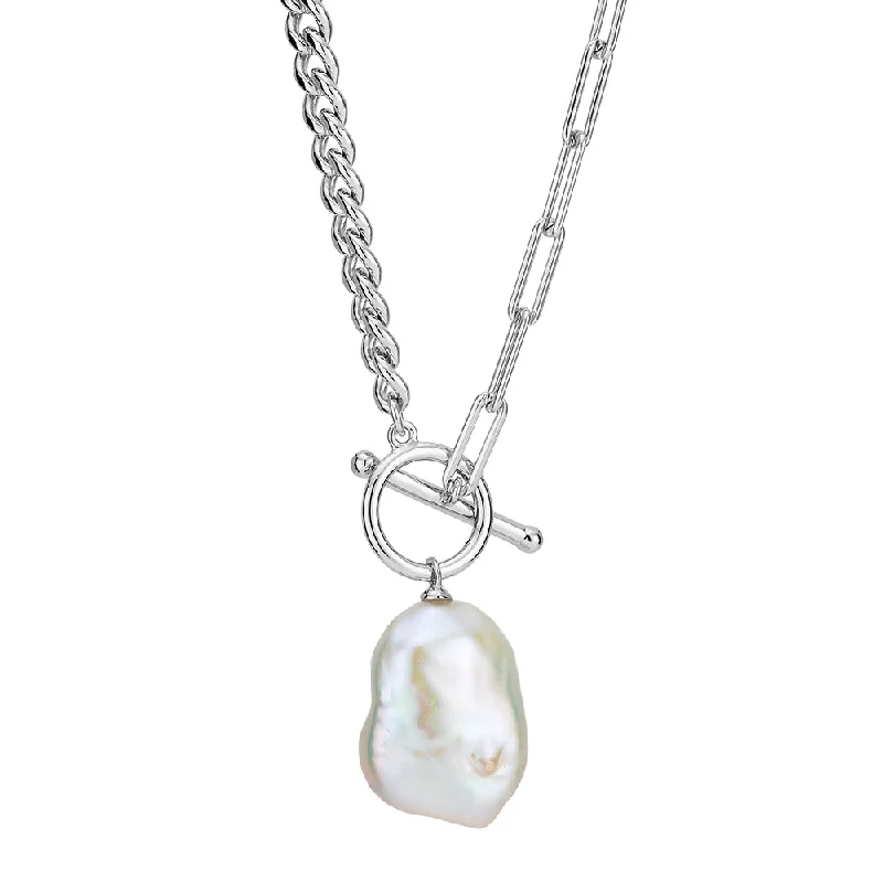 Celestial sign necklaces-Cultured freshwater pearl necklace in sterling silver