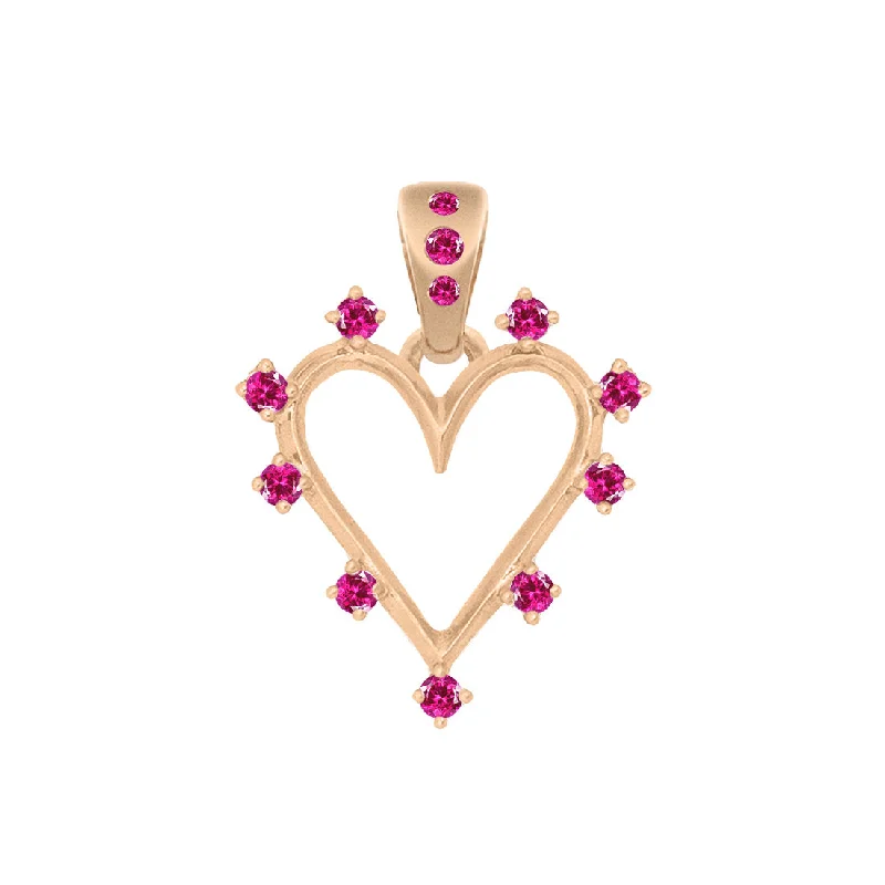 High shine necklaces-Angel Halo Heart Charm, Ruby