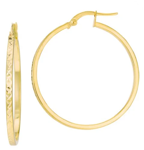 Solid ring earrings-14 Karat Yellow Medium Hoop Earrings